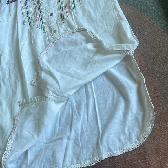 Biba Embroidered White Cotton Beaded Sleeveless Dress - Picture 13 of 16